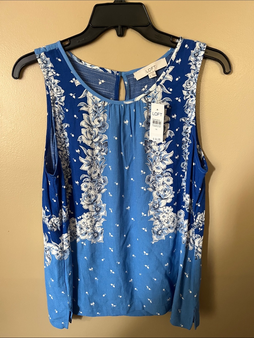 LOFT Blue and White Floral Sleeveless Top
